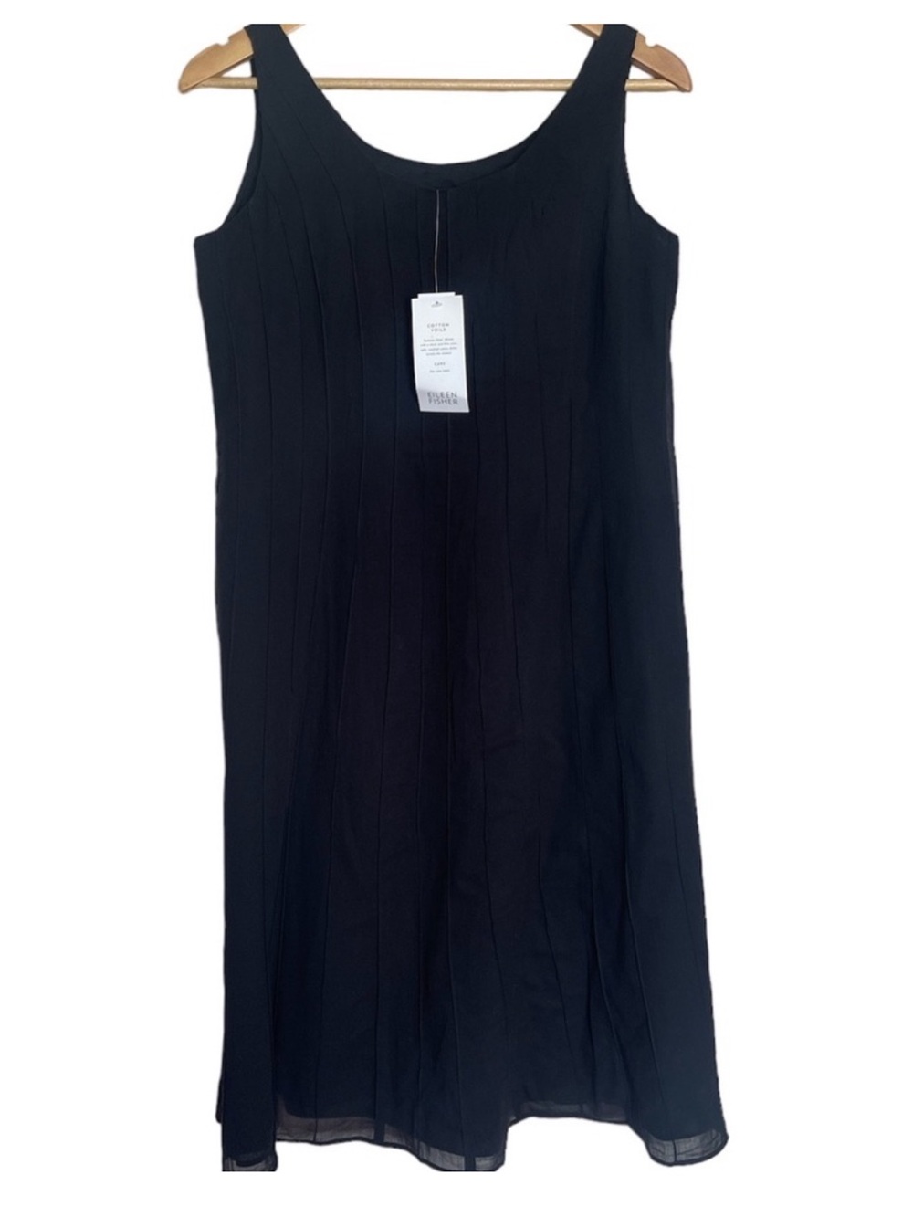 Eileen Fisher 100% Cotton Black Ribbed Midi Tank Dress. Size Medium.